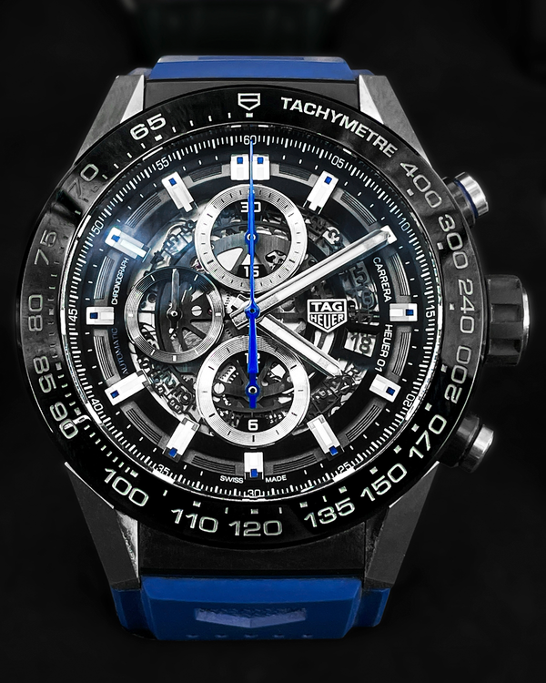 Tag Heuer Carrera 43MM Skeleton Dial Rubber Strap (CAR2A1T.FT6052)