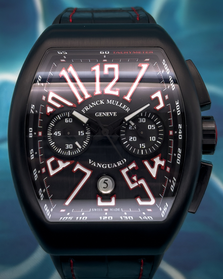 Franck Muller Vanguard 45MM Black Dial Leather Strap (V45 CC DT TT NR BR)