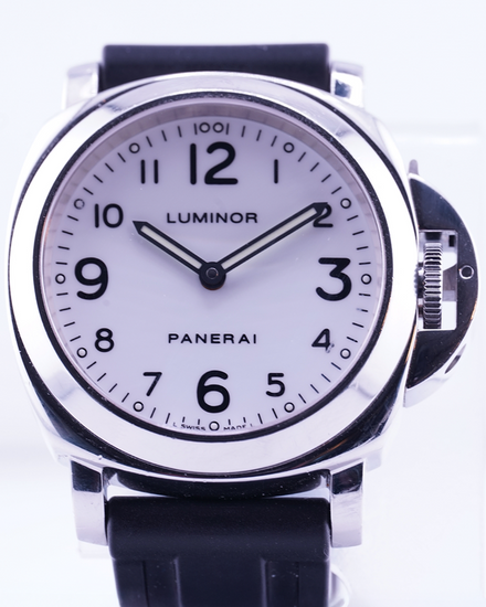 Panerai Luminor Base 44MM White Dial Rubber Strap (PAM00010)