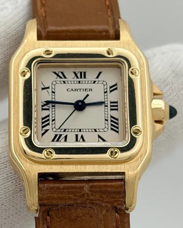 Cartier Santos de Cartier 24MM Silver Dial Leather Strap (0901)