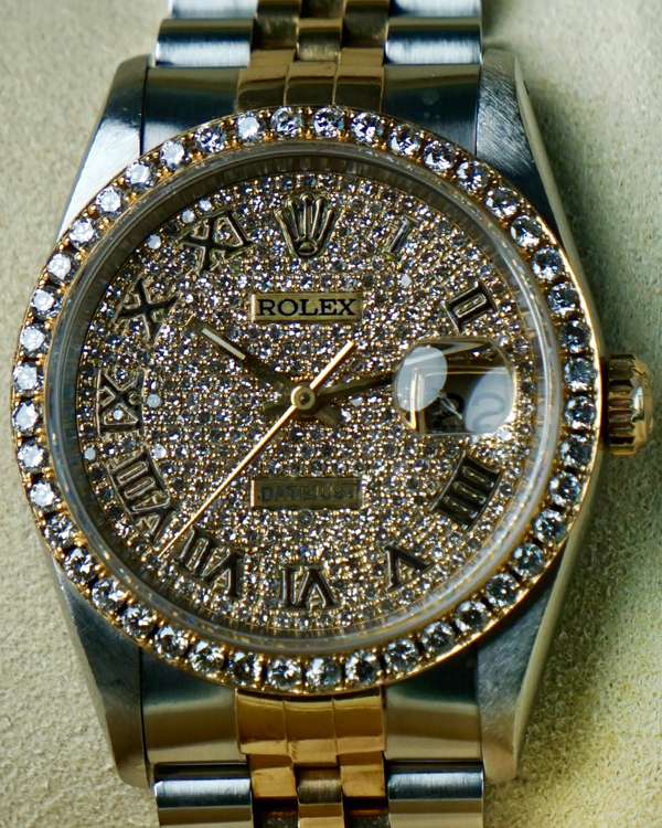 Rolex Datejust 36MM Aftermarket Diamond Dial Two-Tone Jubilee Bracelet (16233)