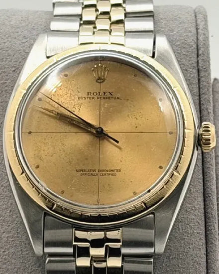 Rolex Oyster Perpetual Zephyr 34MM Champagne "Patina" Dial Two-Tone Jubilee Bracelet (1008)