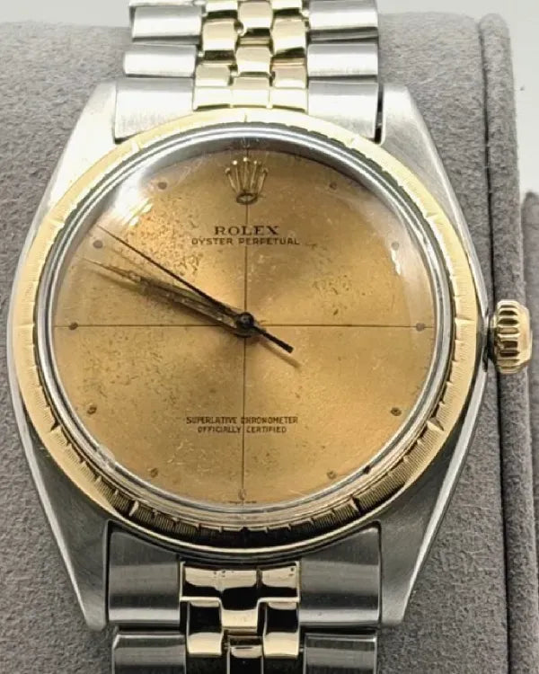 Rolex Oyster Perpetual Zephyr 34MM Champagne "Patina" Dial Two-Tone Jubilee Bracelet (1008)