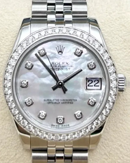 2013 Rolex Datejust 31MM Mother Of Pearl Dial Super Jubilee Bracelet (178384)