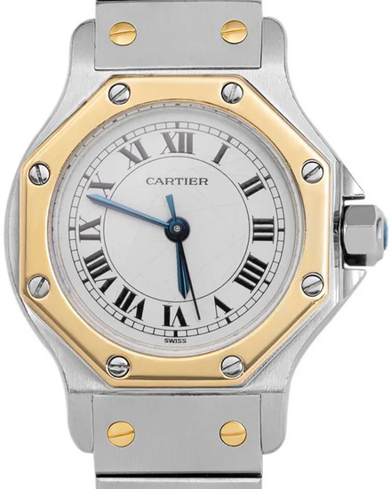 Cartier Santos Octagon 25MM White Dial Two-Tone Bracelet (0907)