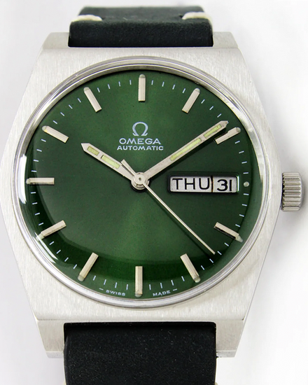 Omega Vintage 35MM Aftermarket Green Dial Aftermarket Leather Strap (166.0141)