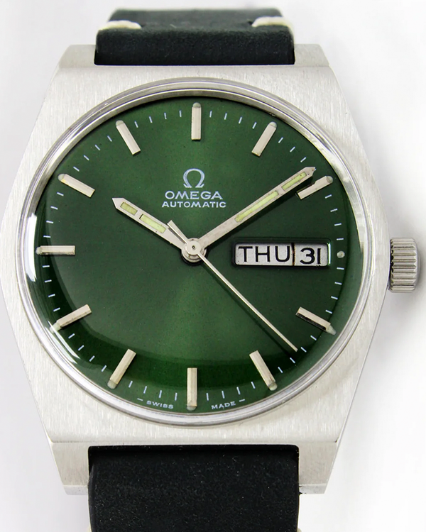 Omega Vintage 35MM Aftermarket Green Dial Aftermarket Leather Strap (166.0141)