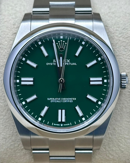 2023 Rolex Oyster Perpetual 41MM Green Dial Oyster Bracelet (124300)