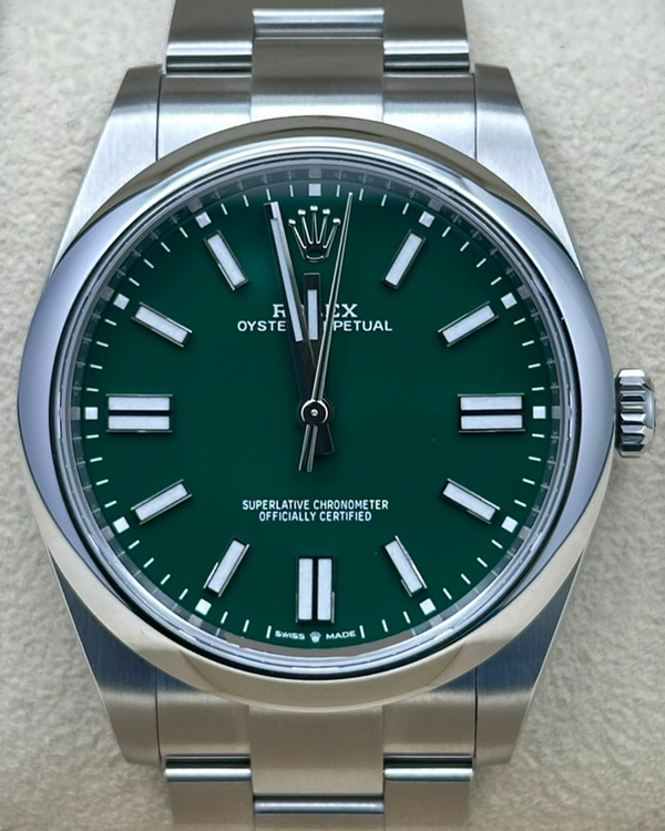 2023 Rolex Oyster Perpetual 41MM Green Dial Oyster Bracelet (124300)