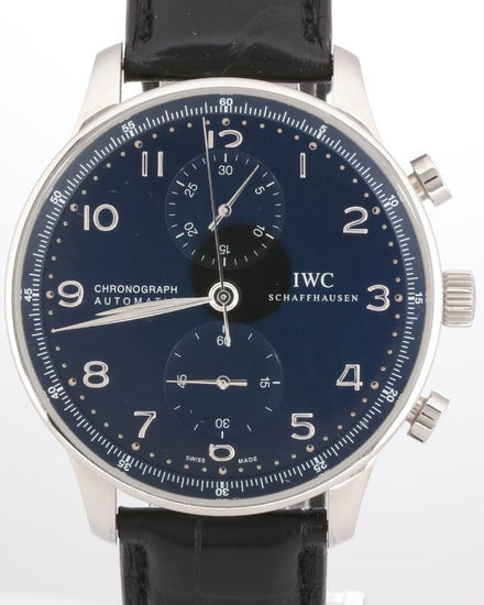 No Reserve - IWC Schaffhausen Portugieser 41MM Blue Dial Leather Strap (IW371447)