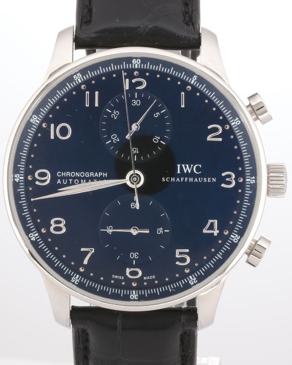 No Reserve - IWC Schaffhausen Portugieser 41MM Blue Dial Leather Strap (3714)