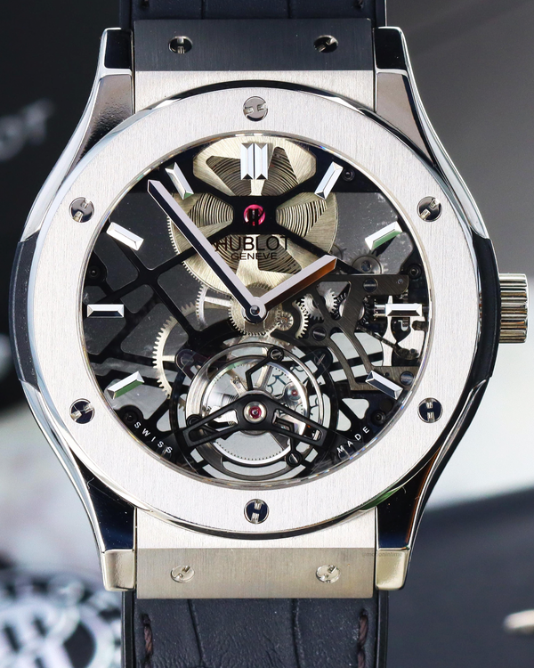 Hublot Classic Fusion Skeleton Tourbillon L.E. 45MM Skeleton Dial Leather Strap (505.NX.0170.LR)