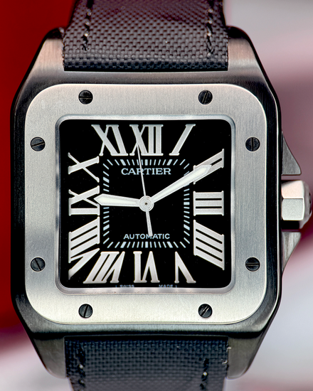 2017 Cartier Santos 100 38MM Black Dial Leather Strap (W2020010)