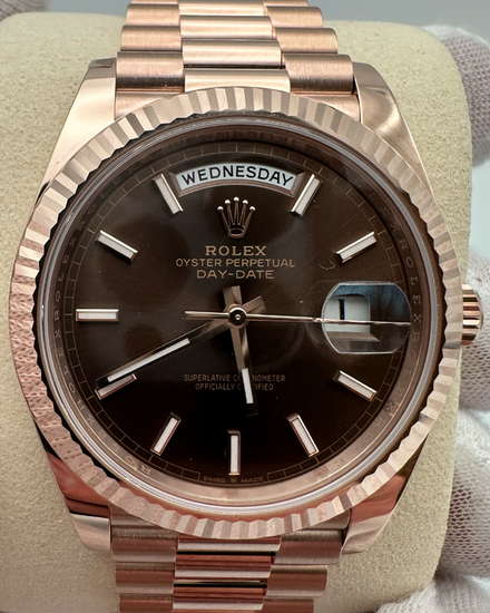 2026 Rolex Day-Date 40MM Chocolate Dial Rose Gold President Dial (228235)
