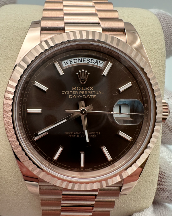 2026 Rolex Day-Date 40MM Chocolate Dial Rose Gold President Dial (228235)