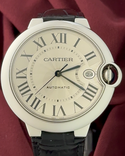 2021 Cartier Ballon Bleu 40MM Silver Dial Leather Strap (WSBB0039)