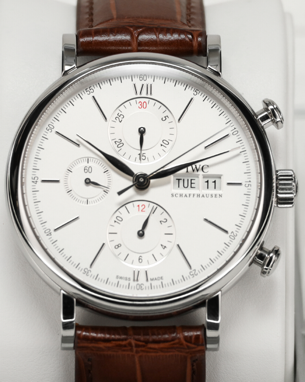 No Reserve - 2020 IWC Schaffhausen Portofino Chronograph 42MM Silver Dial Leather Strap (IW391027)