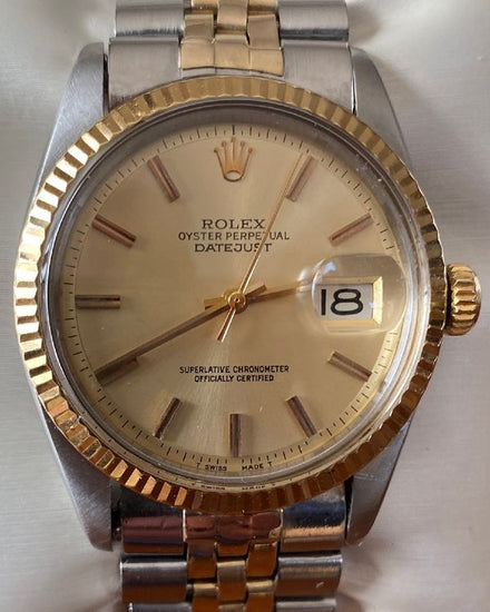 1975 Rolex Datejust 36MM Champagne "Pie Pan" Dial Two-Tone Jubilee Bracelet (1601)