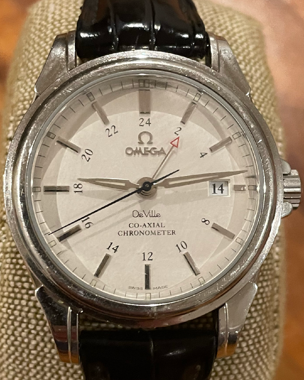 Omega De Ville GMT 38.7MM Silver Dial Leather Strap (4833.31.32)
