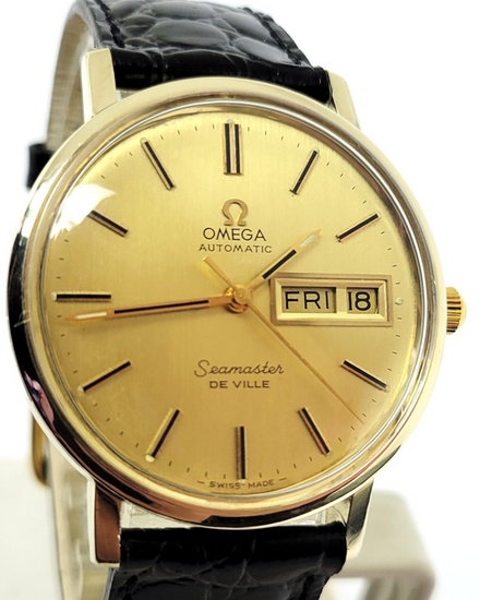 1972 Omega Seamaster DeVille 35MM Champagne Dial Aftermarket Leather Strap (C6336)