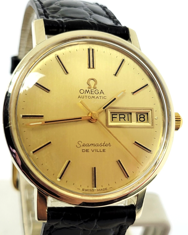 1972 Omega Seamaster DeVille 35MM Champagne Dial Aftermarket Leather Strap (C6336)