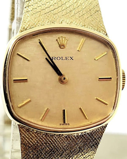 Rolex Vintage 22MM Champagne Dial Yellow Gold Bracelet (J286)