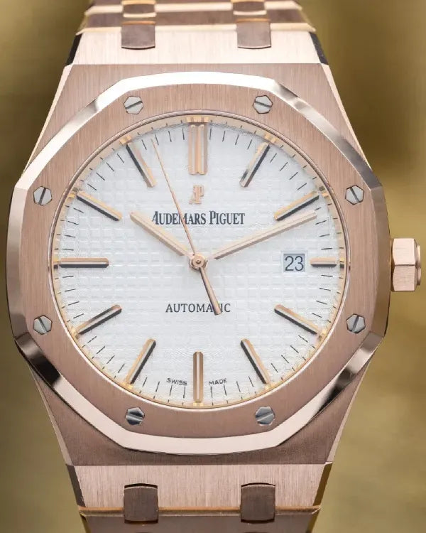 2014 Audemars Piguet Royal Oak 41MM Silver Dial Rose Gold Bracelet (15400OR.OO.1220OR.02)