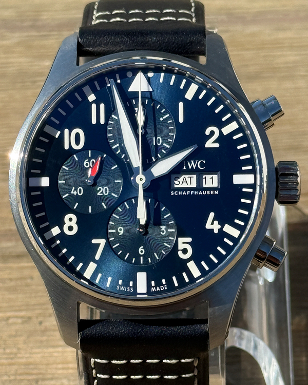 2022 IWC Schaffhausen Pilot Chronograph "Le Petit Prince" 43MM Blue Dial Leather Strap (IW377714)