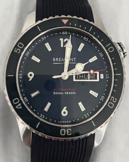 No Reserve - 2022 Bremont Supermarine S500 43MM Black Dial Rubber Strap (S500-BL-2018-R-S)