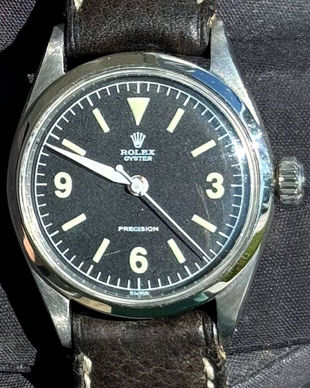 1959 Rolex Oyster Perpetual 32MM Black Dial Aftermarket Leather Strap (6444)