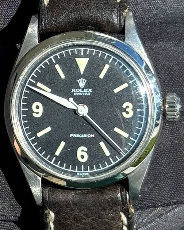 1959 Rolex Oyster Perpetual 32MM Black Dial Aftermarket Leather Strap (6444)