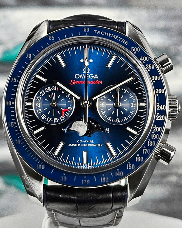 2023 Omega Speedmaster Moonphase 44MM Blue Dial Leather Strap (304.33.44.52.03.001)