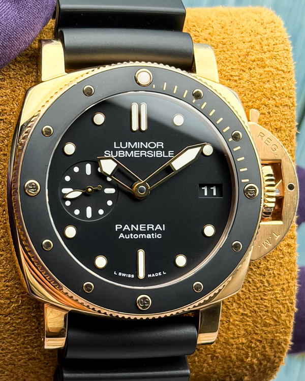 Panerai Submersible 1950 3 Days 42MM Black Dial Rubber Strap (PAM00684)