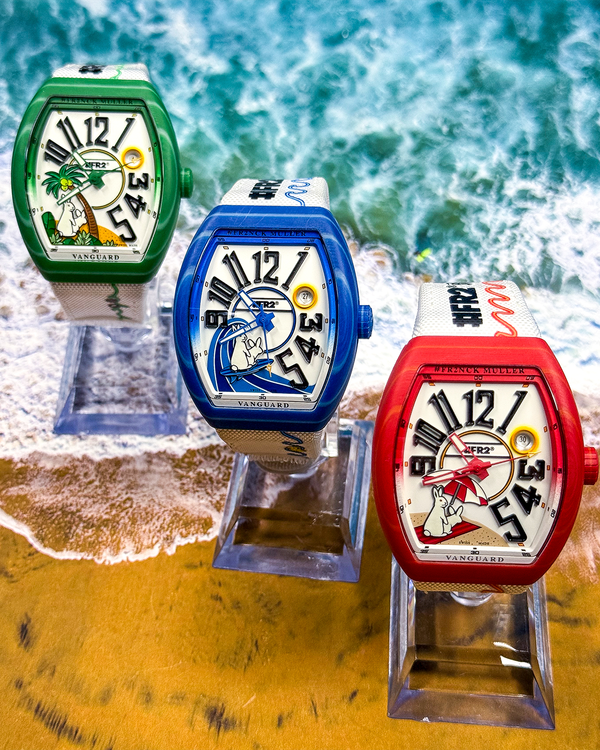 2025 Franck Muller Vanguard "Rabbits" L.E. Bundle 3/3 41MM White Dial Textile Strap (V 41 SC DT BEACH FR2 VR VE GF) || (V 41 SC DT BEACH BU BL BC GF) || (V 41 SC DT BEACH RGF RG BC GF)