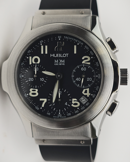 No Reserve - Hublot Classic MDM Chronograph 40MM Black Dial Rubber Strap (1810.1)