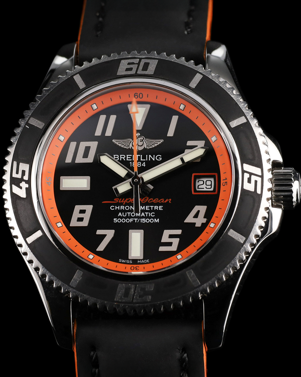 2012 Breitling Superocean L. E. 42MM Black Dial Leather Strap (A187BORSBA)
