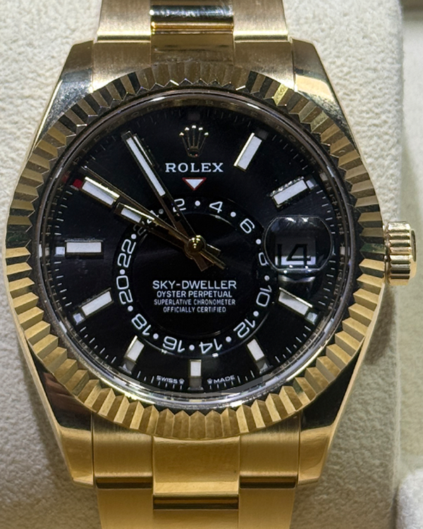 2024 Rolex Sky-Dweller 42MM Black Dial Yellow Gold Oyster Bracelet (336938)