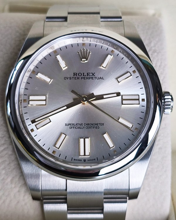 No Reserve - Rolex Oyster Perpetual 41MM Silver Dial Oyster Bracelet (124300)