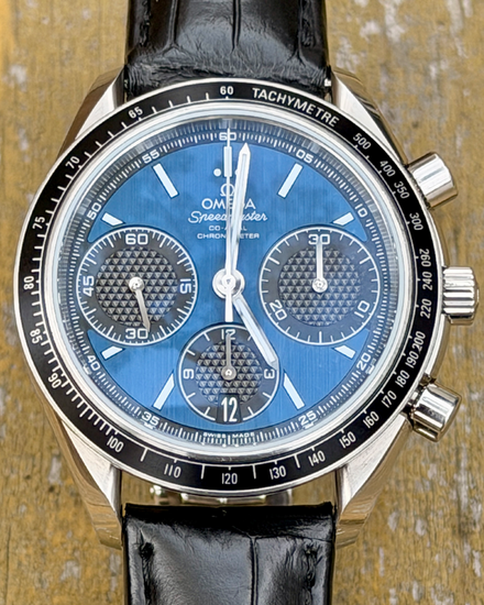 2018 Omega Speedmaster Racing 40MM Blue Dial Leather Strap (326.32.40.50.03.001)