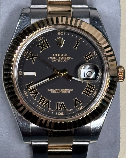 2013 Rolex Datejust II 41MM Black "Ghost" Dial Two-Tone Oyster Bracelet (116333)