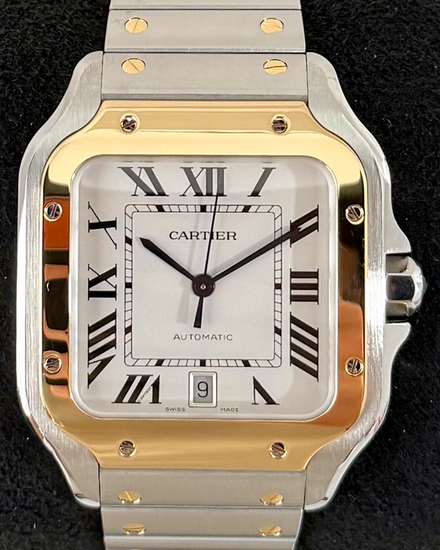 2021 Cartier Santos De Cartier 39.8MM White Dial Two-Tone Bracelet (W2SA0009)