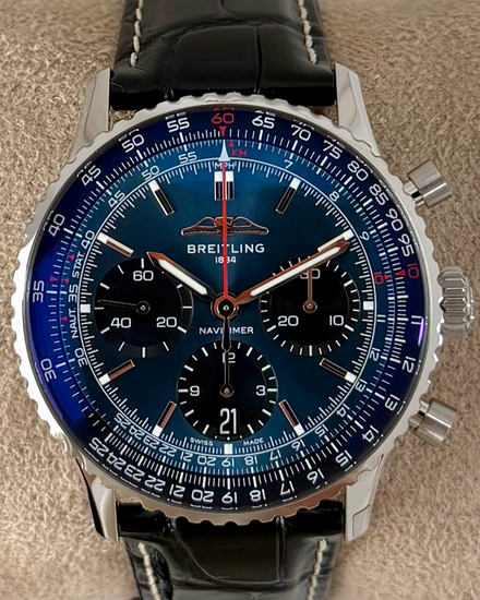 2025 Breitling Navitimer B01 Chronograph 41MM Blue Dial Leather Strap (AB0139241C1P1)