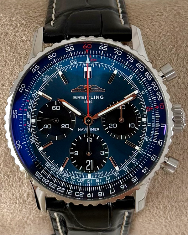 2025 Breitling Navitimer B01 Chronograph 41MM Blue Dial Leather Strap (AB0139241C1P1)