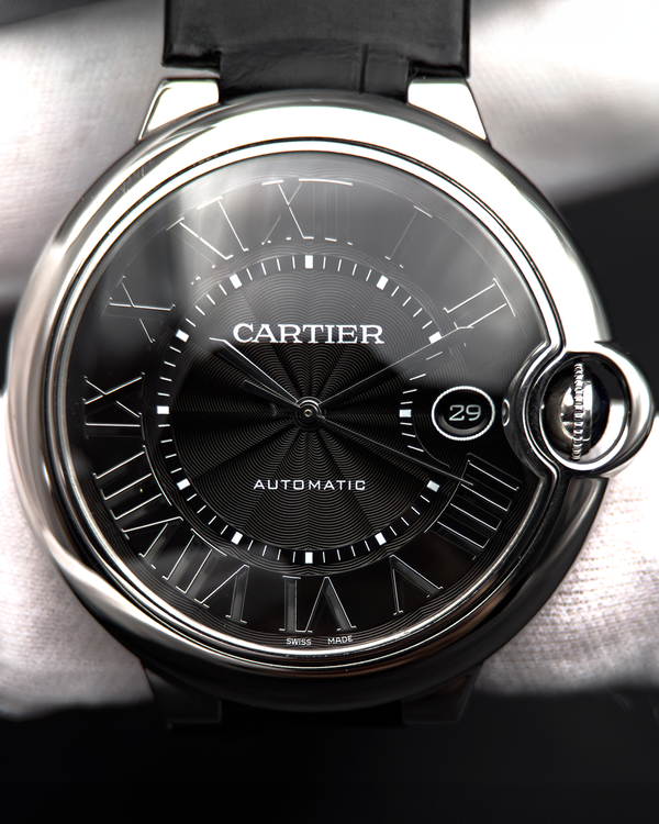 2018 Cartier Ballon Bleu 42MM Black Dial Leather Strap (WSBB0003)