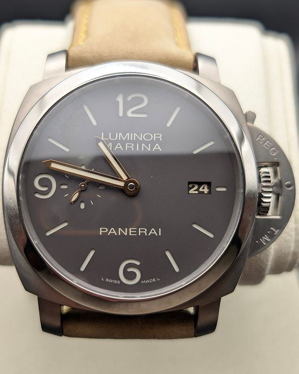 2014 Panerai Luminor Marina 1950 3 Days 44MM Brown Dial Leather Strap (PAM00351)