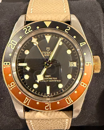2023 Tudor Black Bay S&G GMT "Rootbeer" 41MM Black Dial Aftermarket Leather Strap (79833MN)