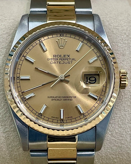 Rolex Datejust 36MM Champagne Dial Two-Tone Oyster Bracelet (16233)