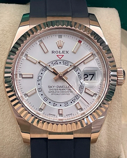 2022 Rolex Sky-Dweller 42MM White Dial Rubber Strap (326235)