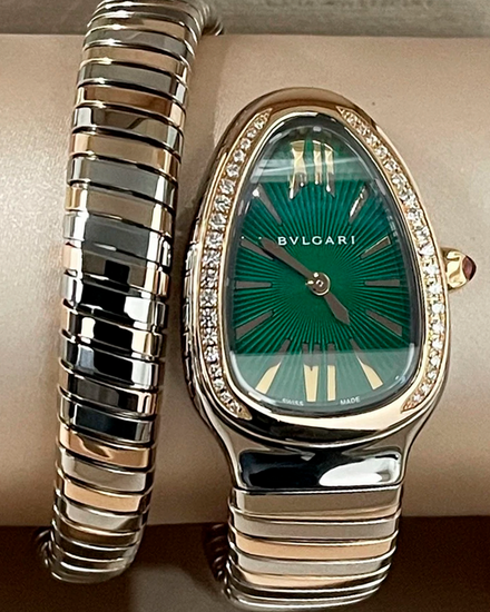 2019 Bvlgari Serpenti Tubogas 35MM Quartz Green Dial Two-Tone Bracelet (102790)