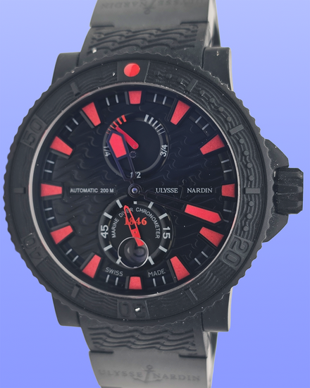 No Reserve - Ulysse Nardin Marine Diver Black Sea 45.8MM Black Dial Rubber Strap (263-92)